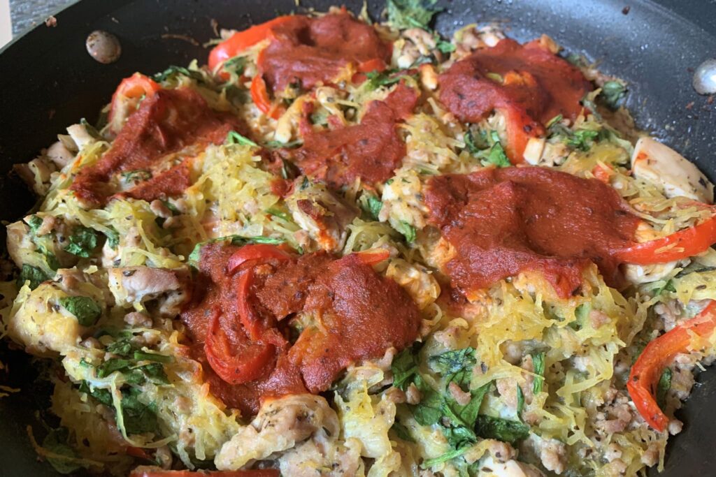 Chicken and Squash Bake in Skillet