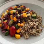 Mango Black Beans and Vegetable Quinoa Bowl.