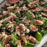 Mixed greens with fresh figs hazelnuts and goat cheese.